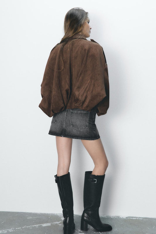 Ember Faux Suede Crop Jacket