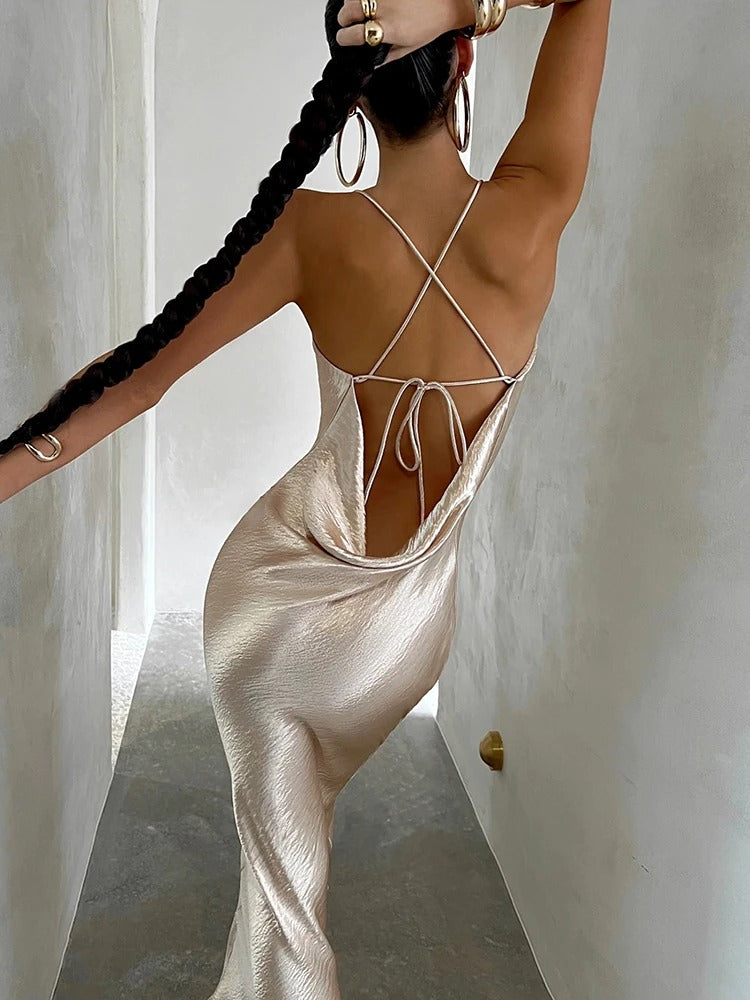 Midnight Toast Satin Maxi