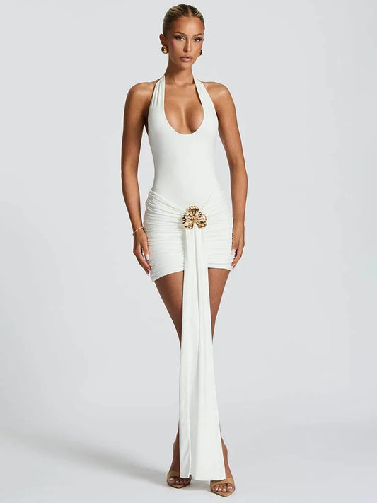 Zarinè Sculpted Golden Halter Mini