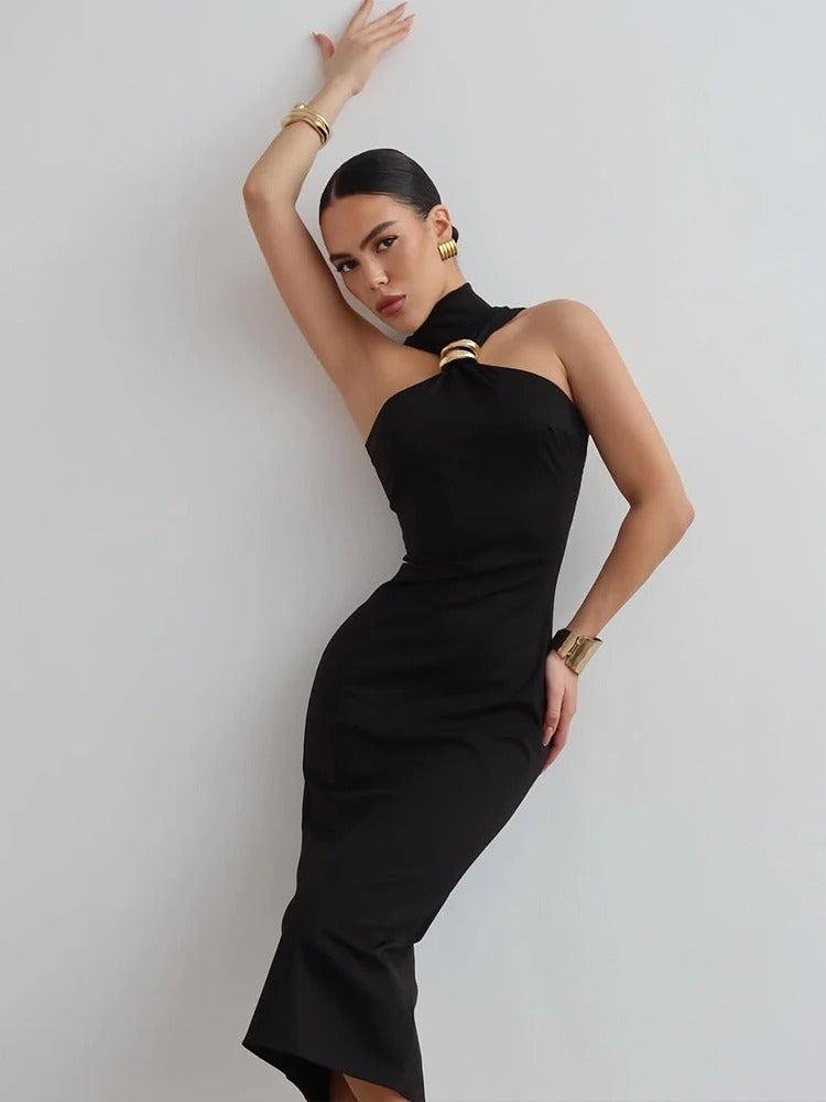 Zarinè Sculpted Halter Midi Dress