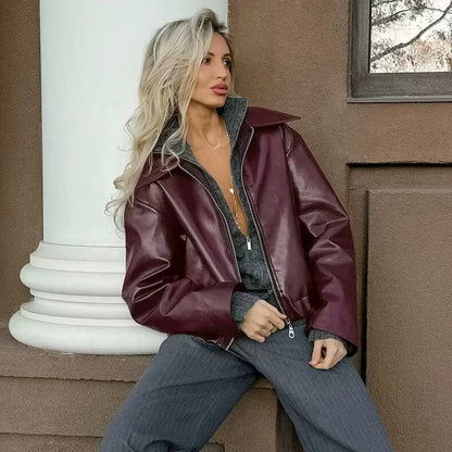 Raven Leather Bomber Jacket