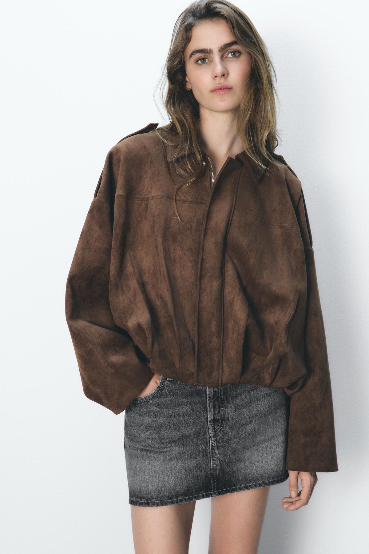 Ember Faux Suede Crop Jacket