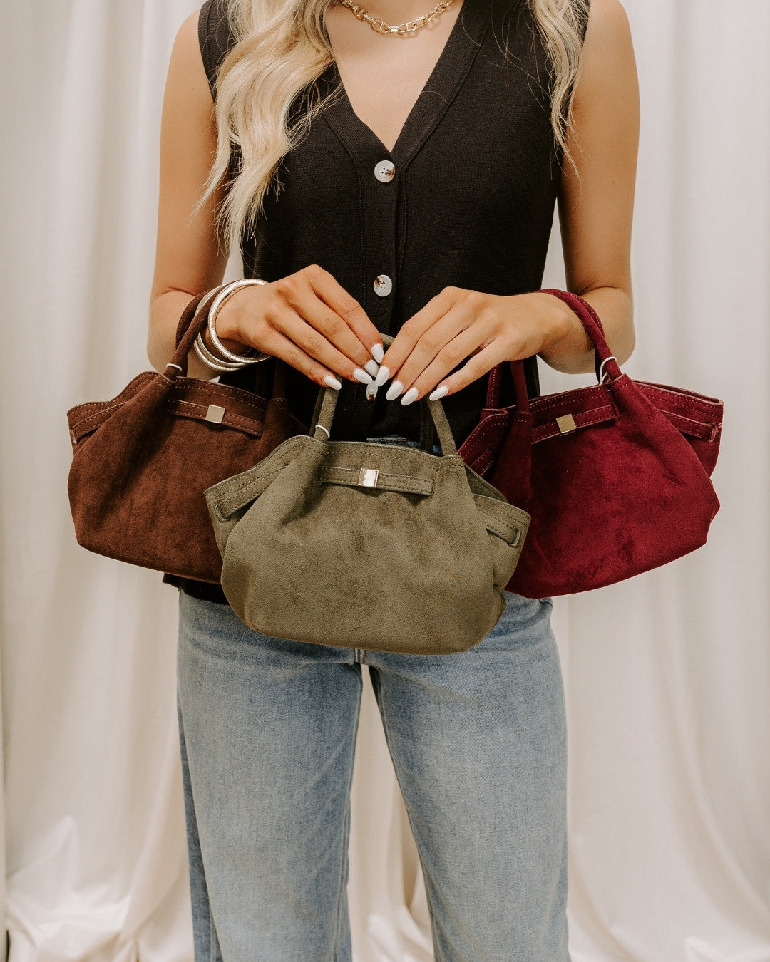 Ember Faux Suede Handbag