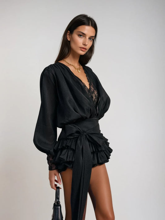Valentina Mini Ruffle Lace Dress