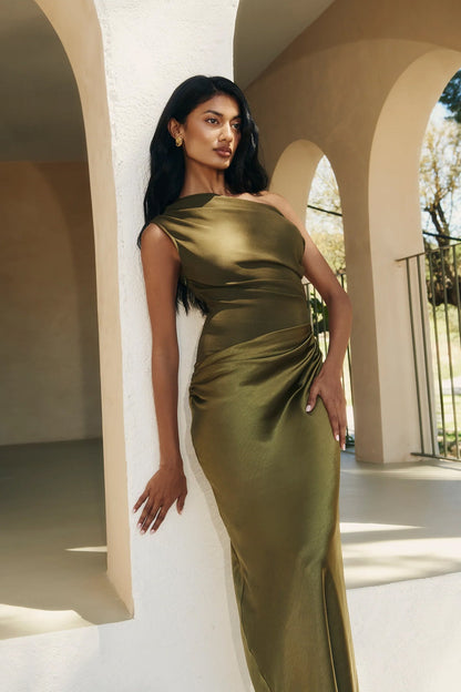 Silk Temptress One Shoulder Maxi Dress