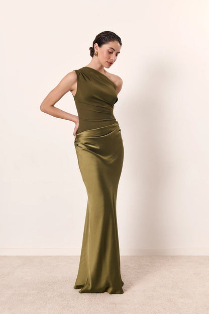 Silk Temptress One Shoulder Maxi Dress