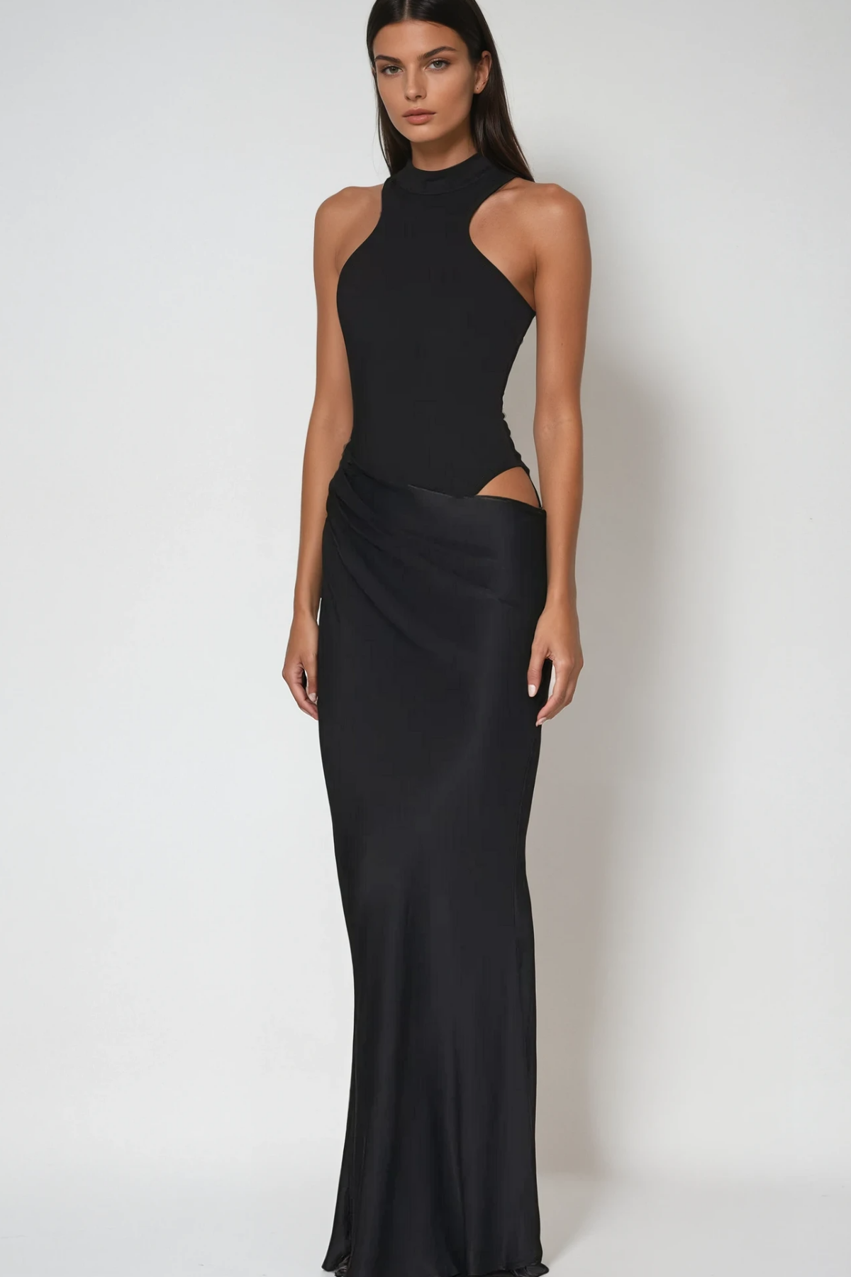 Silk Temptress Halter Maxi Dress