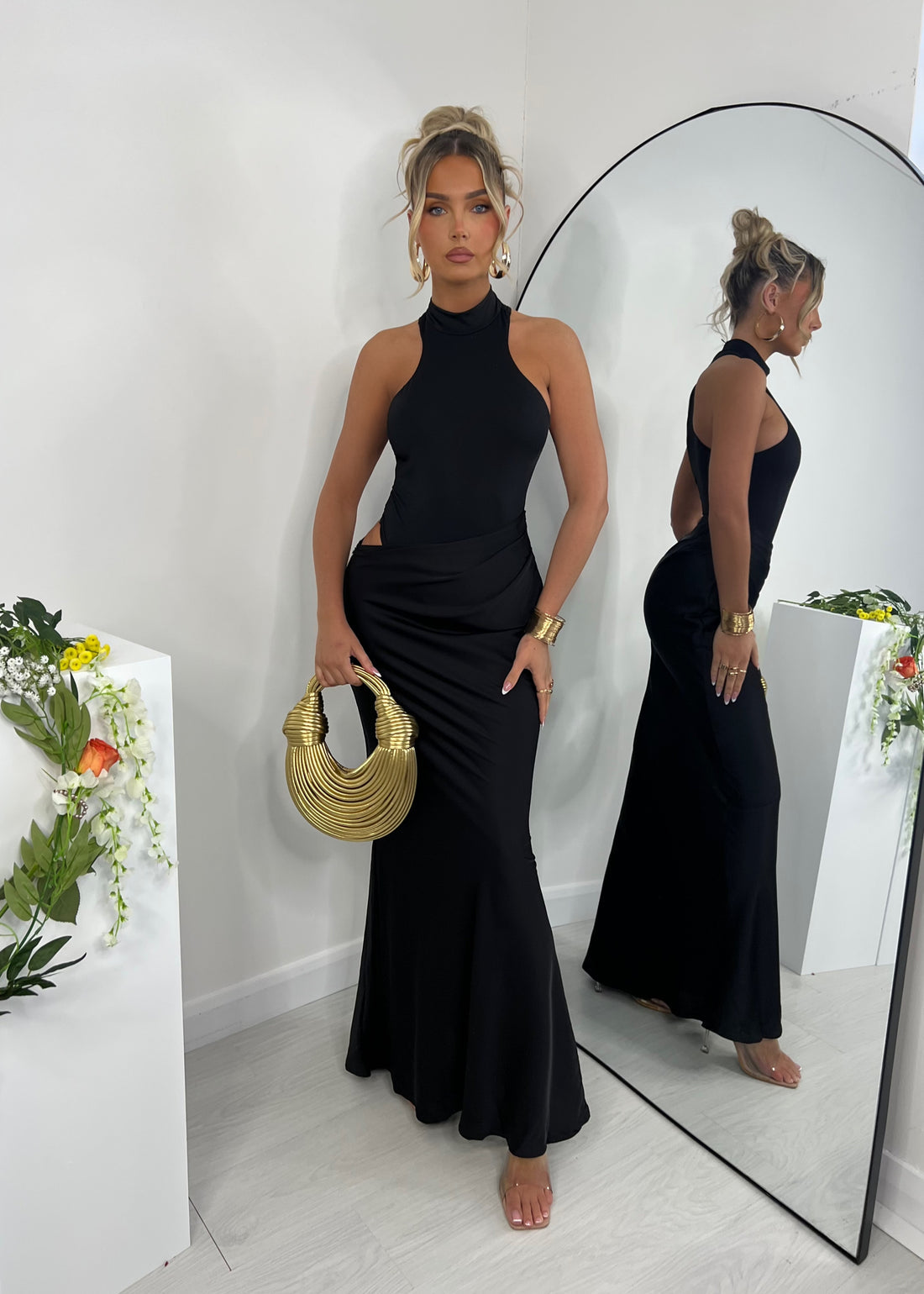 Silk Temptress Halter Maxi Dress