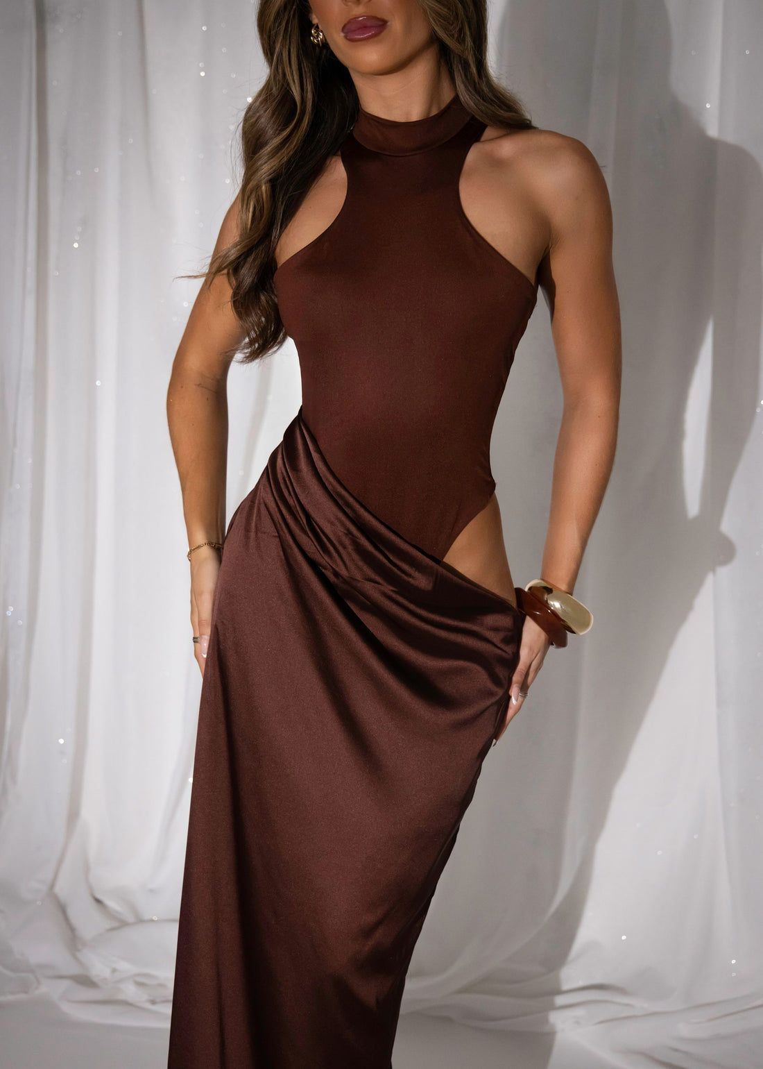 Silk Temptress Halter Maxi Dress