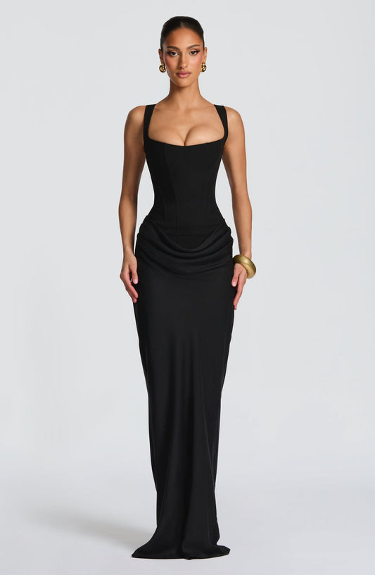 Silk Temptress Corset Maxi Dress