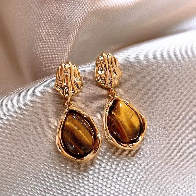Ember Glow Tiger Stone Earrings