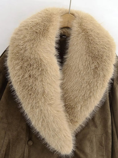 Duchess Faux Suede Leather Fur Jacket
