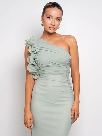 Frosted Floral Off Shoulder Maxi Dress