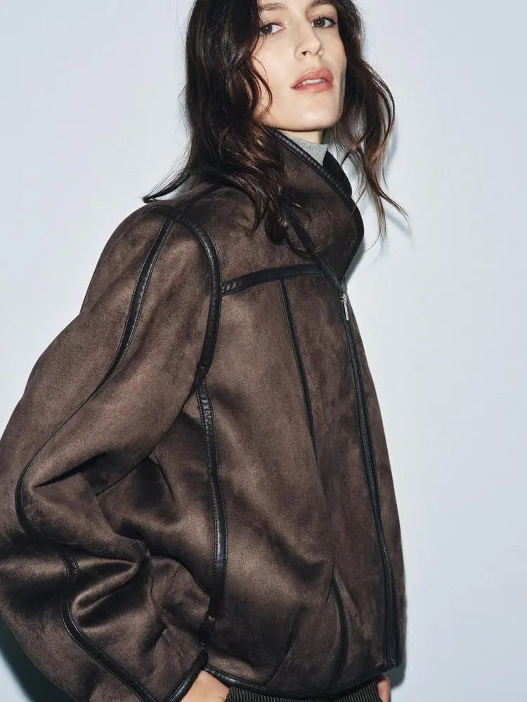 Espresso High Collar Jacket