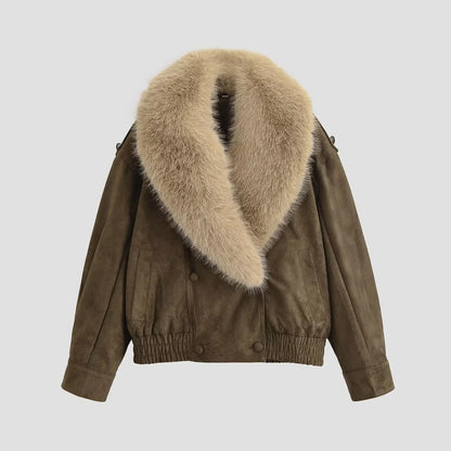Duchess Faux Suede Leather Fur Jacket