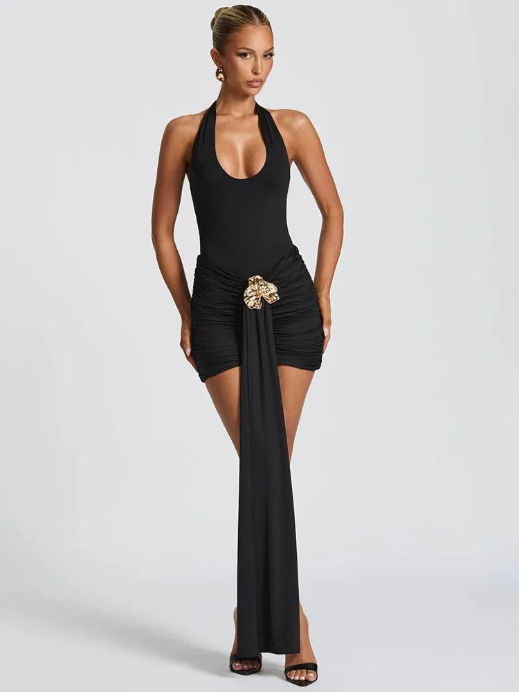 Zarinè Sculpted Golden Halter Mini