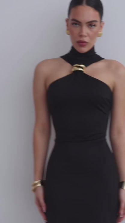 Zarinè Sculpted Halter Midi Dress